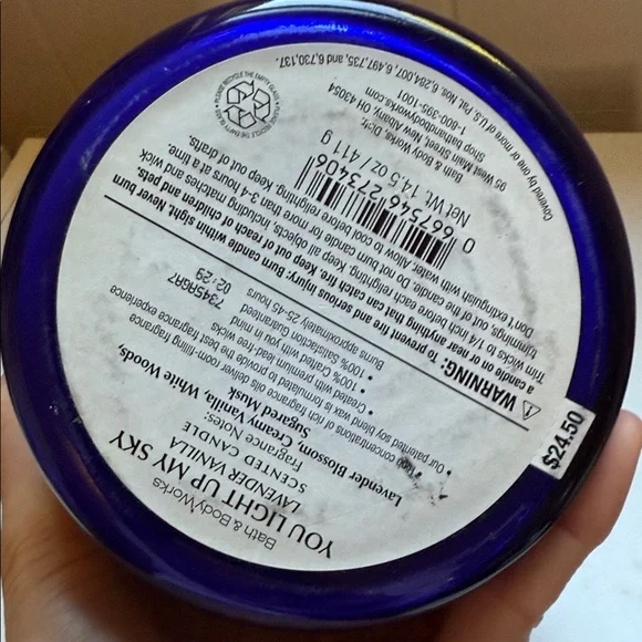 Bath & Body Works Midnight Blue Candle lavender vanilla - Picture 3 of 4